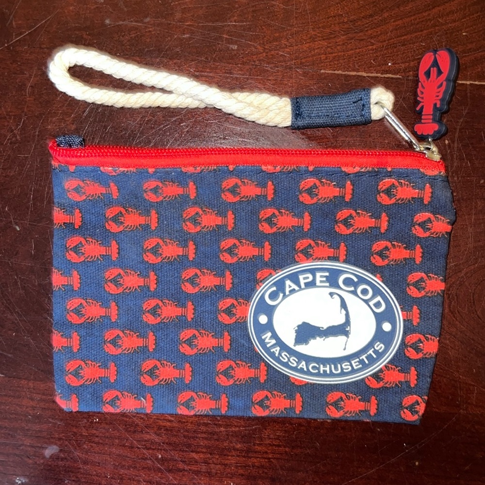 Cape Cod zippered lobster wristlet pouch